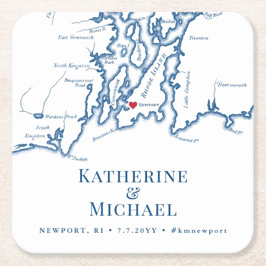 Newport RI Weddenschap Welkomstfeest Cocktail Hour Kartonnen Onderzetters (Voorkant)