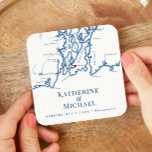 Newport RI Weddenschap Welkomstfeest Cocktail Hour Kartonnen Onderzetters<br><div class="desc">Verbeter uw Newport, Rhode Island bruiloft met onze charmante Zazzle bruiloft gunst papier drink onderzetters! Met een elegant marineblauw ontwerp geïnspireerd door de pittoreske Narragansett Bay-kaart, zijn deze onderzetters ideaal voor uw welkomstfeest of cocktailuur. Ideaal voor locaties als The Chanler, Rosecliff Mansion, OceanCliff Hotel, The Vanderbilt, Belle Mer, Forty 1°...</div>