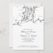 Newport RI Zwart Wit Wedding Repetitie Diner Kaart (Voorkant)