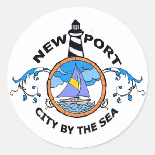 Newport. Ronde Sticker (Voorkant)