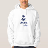 Newport Sailing, blauw anker op Wit Hoodie (Voorkant)