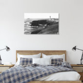 Newport, Uitzicht van de vuurtoren van Oregon Yaqu Canvas Afdruk (Insitu (Slaapkamer))