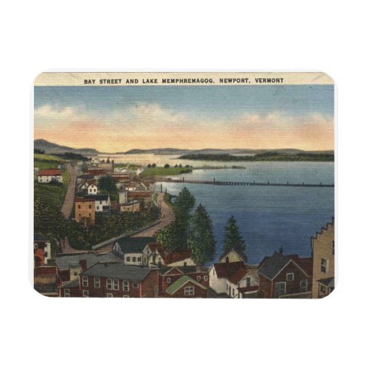 Newport VT Lake Memphremagog 1940s  stijl Magneet (Horizontaal)
