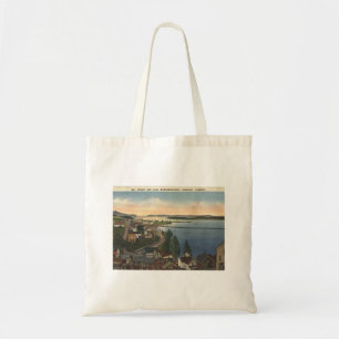 Newport VT Lake Memphremagog 1940s stijl Tote Bag