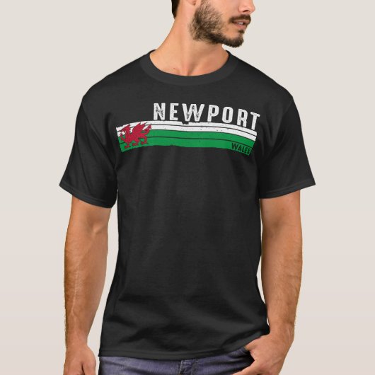 Newport Wales Levendige kustnalatenschap T-shirt (Voorkant)