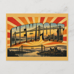 Newport Wales Vintage Reis Kunst Briefkaart