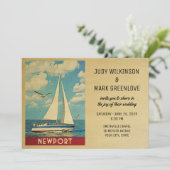 Newport Wedding Invitation Sailboat Kaart (Staand voorkant)