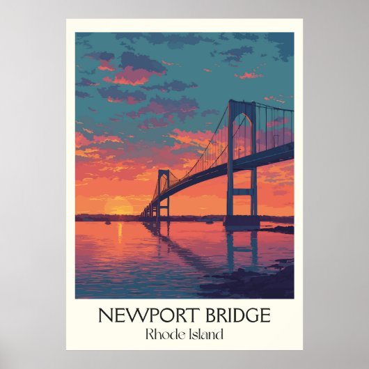 Newportbrug Rhode Island Zonsondergang Poster (Voorkant)