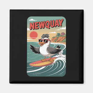 Newquay Beach Vibes, Leuk Retro Zonsondergang En S Magneet