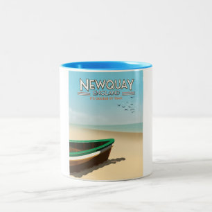 Newquay Engeland Vintage reisposter aan zee Tweekleurige Koffiemok