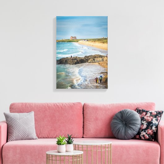 Newquay Fistral Beach at Sunset Canvas Afdruk (Insitu (Woonkamer))