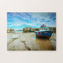 Newquay Harbour, Cornwall bij Low Tide