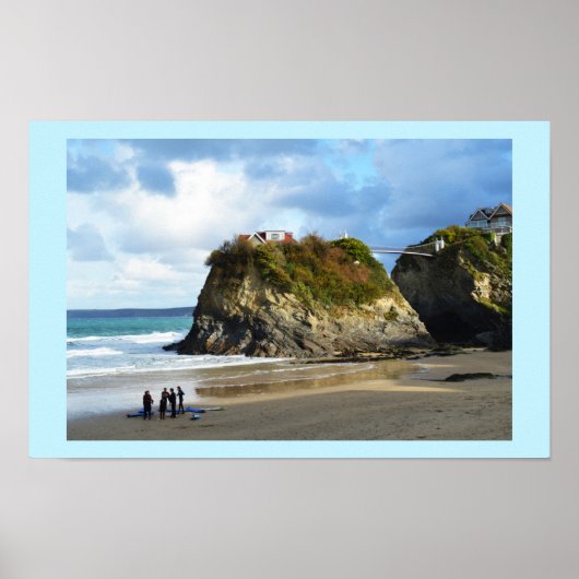 Newquay strand in Cornwall Poster (Voorkant)