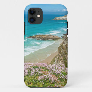 Newquay-strand in North Cornwall, wild bloemen kli Case-Mate iPhone Case