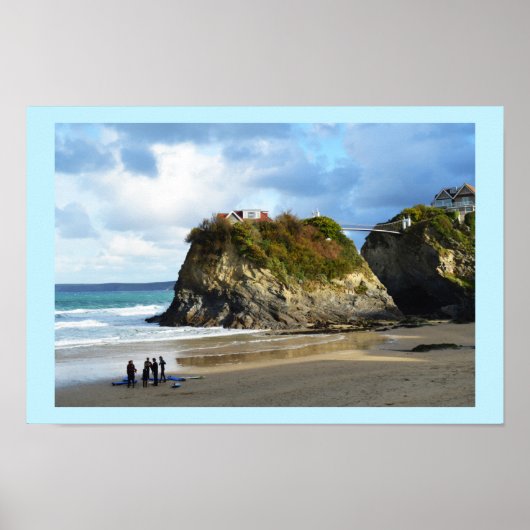 Newquay-strand op Cornwall Poster (Voorkant)