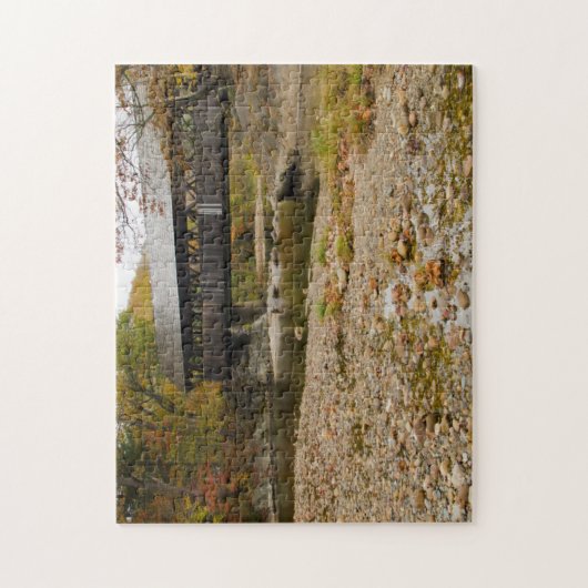 Newry Covered Bridge over rivier in het najaar Legpuzzel (Verticaal)
