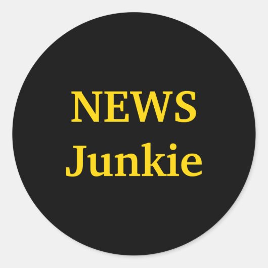 News Junkie _1  Ronde Sticker (Voorkant)