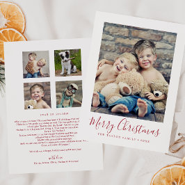 News-portret voor minimale Red Merry-kerstfamilie Feestdagenkaart