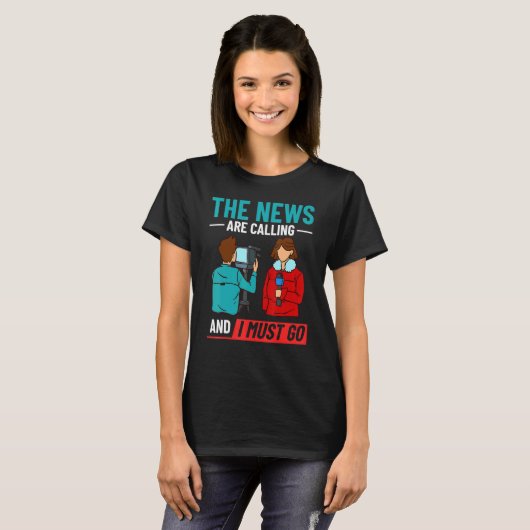 News Reporter Microphone Camera Interviews 3 T-shirt (Voorkant volledig)