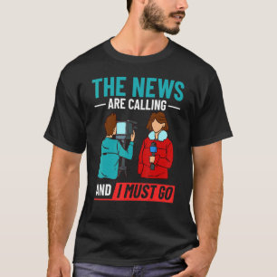 News Reporter Microphone Camera Interviews 3 T-shirt