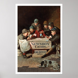 Newsboy Cigars, 1894. Oude reclame. Poster