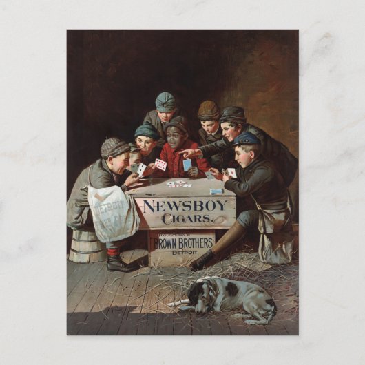 Newsboy Cigars Vintage Poster teruggezet Briefkaart (Voorkant)