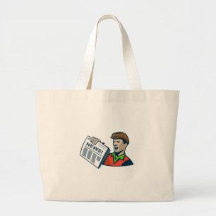 Newsboy Newspapier Delivery Retro Grote Tote Bag