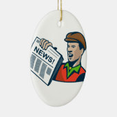 Newsboy Newspapier Delivery Retro Keramisch Ornament (Rechts)