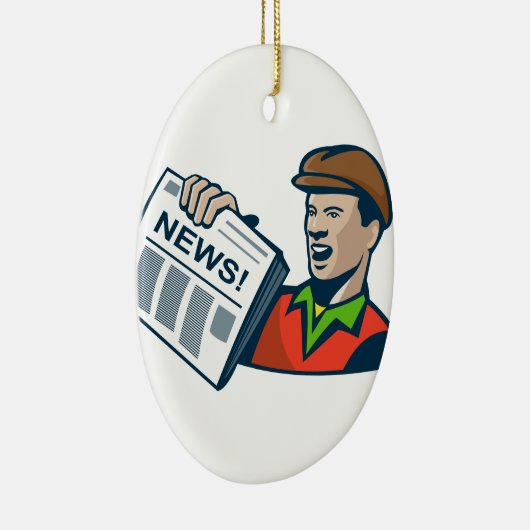 Newsboy Newspapier Delivery Retro Keramisch Ornament (Rechts)
