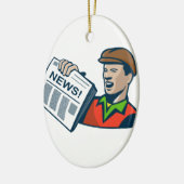 Newsboy Newspapier Delivery Retro Keramisch Ornament (Links)