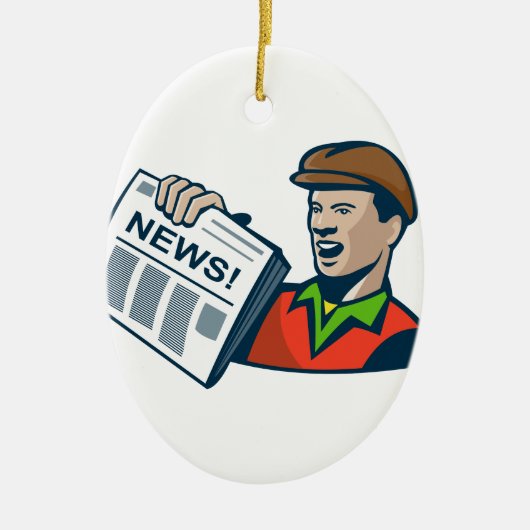 Newsboy Newspapier Delivery Retro Keramisch Ornament (Voorkant)