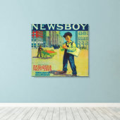 Newsboy Oranje LabelRedlands, CA Canvas Afdruk (Insitu (Houten vloer))
