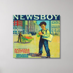 Newsboy Oranje LabelRedlands, CA Canvas Afdruk