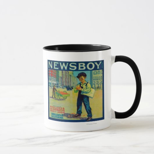 Newsboy Oranje LabelRedlands, CA Mok (Rechts)