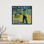 Newsboy Oranje LabelRedlands, CA Poster (Keuken)