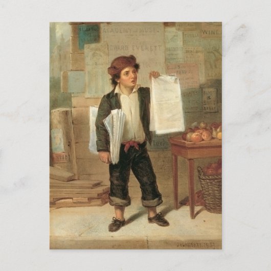  Newsboy Selling New York Herald, 1857 Briefkaart (Voorkant)