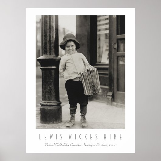 Newsboy van Lewis Wickes Hine in St. Louis Poster (Voorkant)