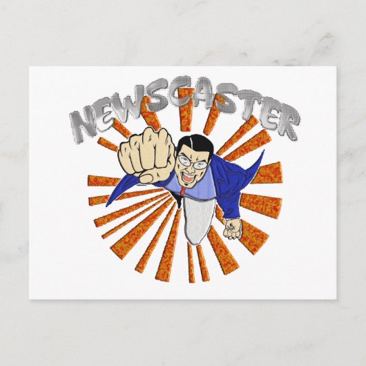 Newscaster Superheld Briefkaart (Voorkant)