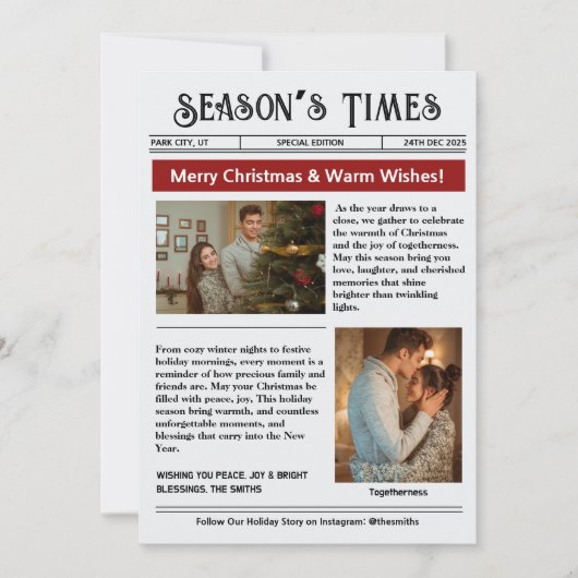 Newsletter Arch Photo Collage Christmas Feestdagenkaart (Voorkant)