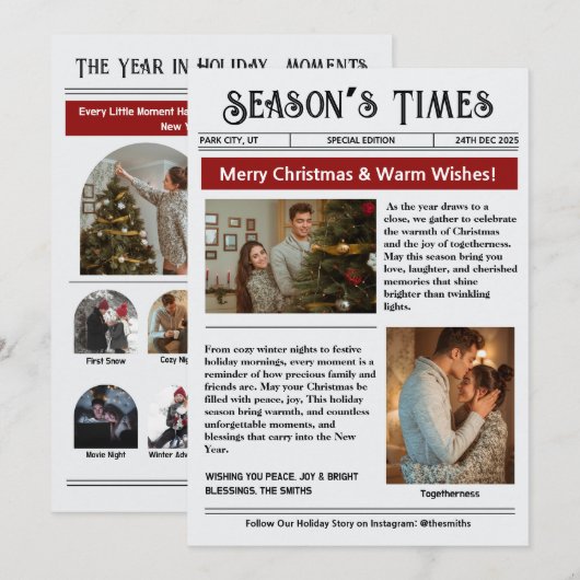 Newsletter Arch Photo Collage Christmas  Feestdagenkaart (Voorkant / Achterkant)