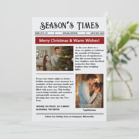 Newsletter Arch Photo Collage Christmas Feestdagenkaart (Staand voorkant)