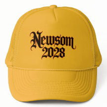 Newsom 2028 Gothic Trucker Hat