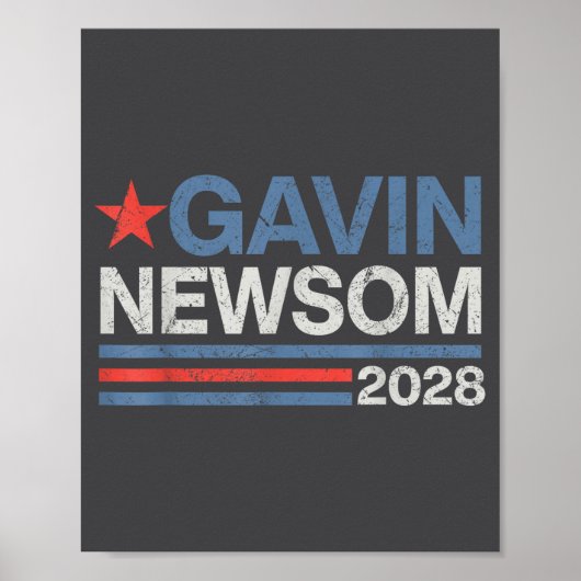 Newsom 2028 President 48 Us Flag Election Campaign Poster (Voorkant)