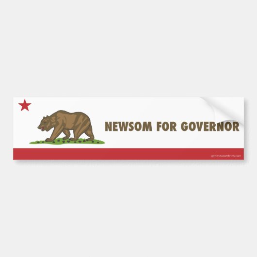 Newsom voor gouverneur California vlag Bumpersticker (Voorkant)
