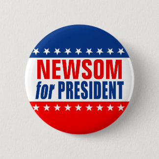 "NEWSOM VOOR PRESIDENT" Knop Ronde Button 5,7 Cm