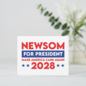 Newsom voor President Make America Care Again 2028 Briefkaart (Staand voorkant)