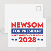 Newsom voor President Make America Care Again 2028 Briefkaart (Voorkant / Achterkant)