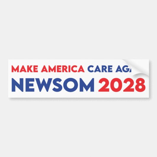 Newsom voor President Make America Care Again 2028 Bumpersticker (Voorkant)
