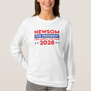 Newsom voor President Make America Care Again 2028 T-shirt