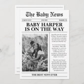 Newspaper Baby Expecting Pregnancy Announcement Kaart (Voorkant / Achterkant)